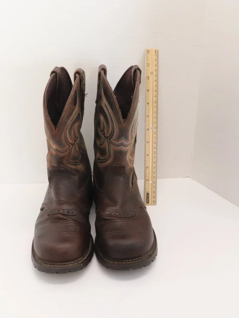 Justin Men's Western Work‎ Boots Brown Steel Toe Waterproof Size 9B